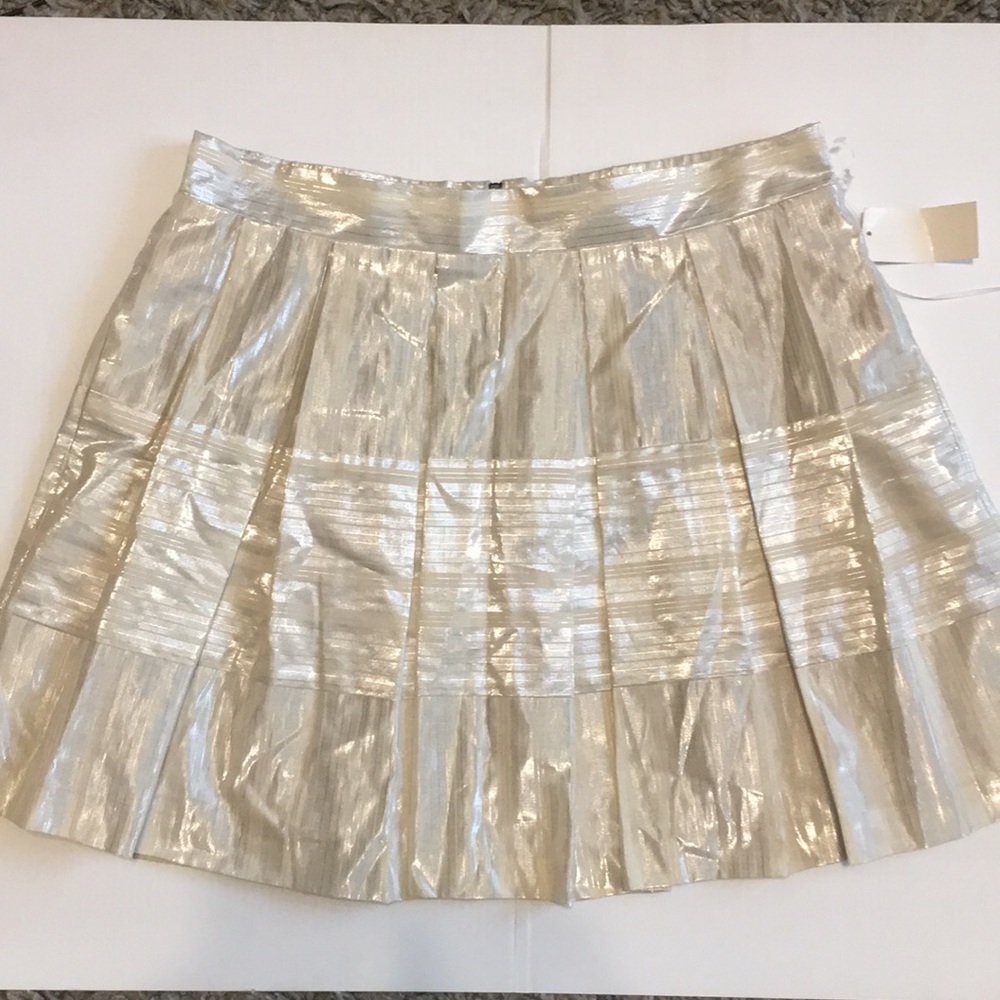 Cream and Silver Mini  Skirt Sz L WITH POC…